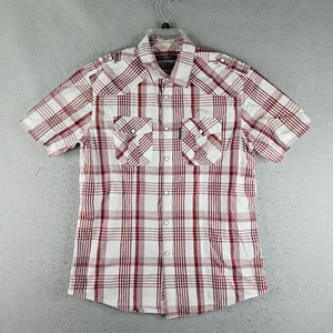 Camisa Western Ecko Unltd Para Hombres Grande Roja A Cuadros Perla A Presión Manga Corta Clásica - Imagen 1 de 10