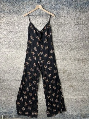 Blue Life Jumpsuit Women's Black Orange Floral Spaghetti Staps Sleeveless Small - Image 1 of 4