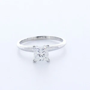 1.1 CT NATURAL DIAMOND G/VS2 PRINCESS CUT 14K WHITE GOLD CLASSIC SOLITAIRE RING - Picture 1 of 5