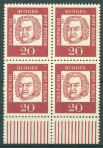 Berlin 1961 Bed. Deutsche: Bach mit Unterrand 204 W UR 4er-Block postfrisch - Bild 1 von 1