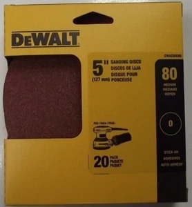 Dewalt DWAS50080 5" x 80 Grit Sanding Discs No Hole Stick-on 20 Pack - Picture 1 of 1