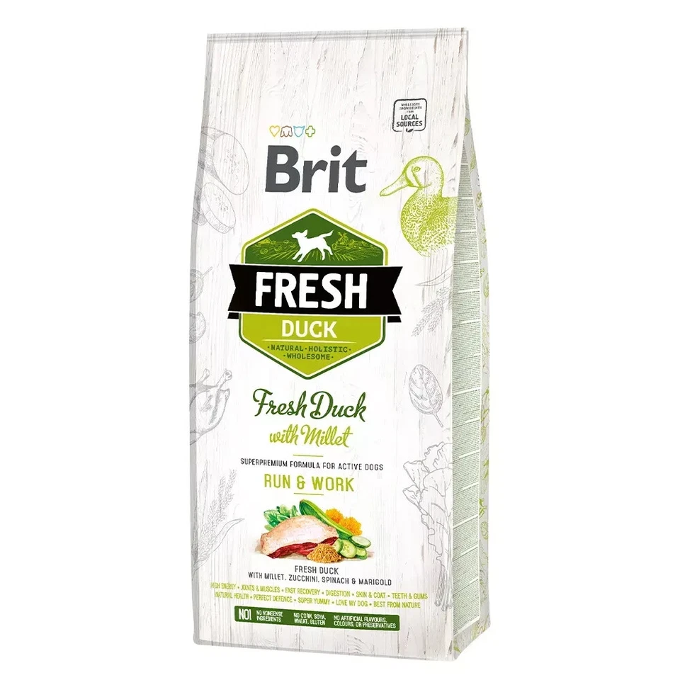 BRIT Hundetrockenfutter Ente Adult Fresh Active glutenfrei 12kg I Duck & work - Bild 1 von 1