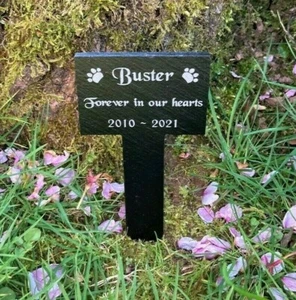 Pet Memorial Personalised Slate Stone Stake Grave Marker Plaque ALL PETS Dog Cat - Picture 1 of 11