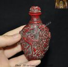 3.2" Chinese Man-made Red Coral animal Phoenix Bird rabbit statue snuff bottle