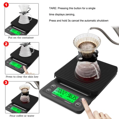 Elektronische Kaffeewaage-Timer-Funktion digitale Tropfwaage 3kg/ 0,1g ,5kg/0,1g - Bild 1 von 4