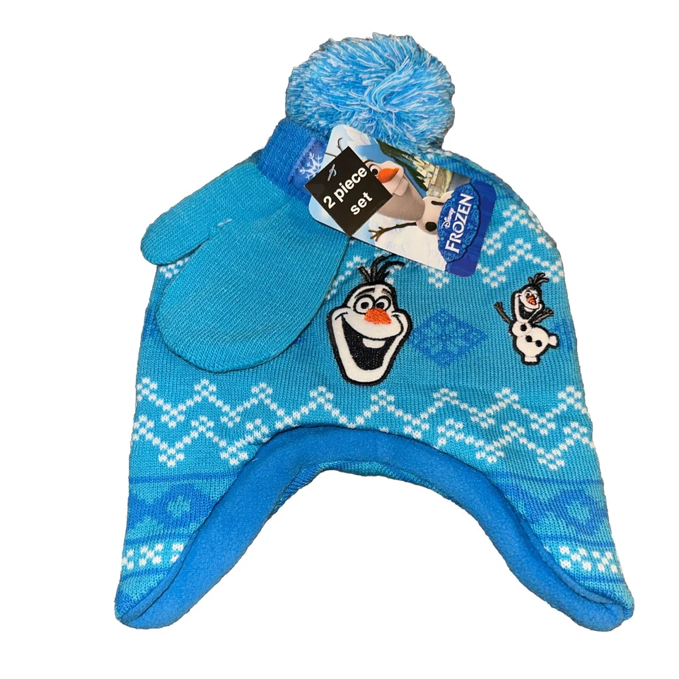 Disney Frozen Olaf Pom Gorra Tejida Invierno Sombrero Guante Set 2T-5T Foto 1 de 1