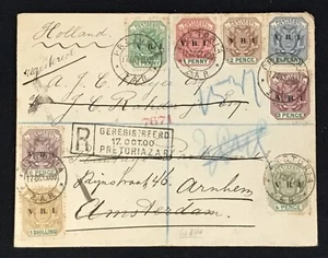 SÜDAFRIKA Z.A.R. - TRANSVAL REG CV NACH HOLLAND - 8 VERSCHIEDENE BRIEFMARKEN - FLECKEN - FEIN  - Bild 1 von 2