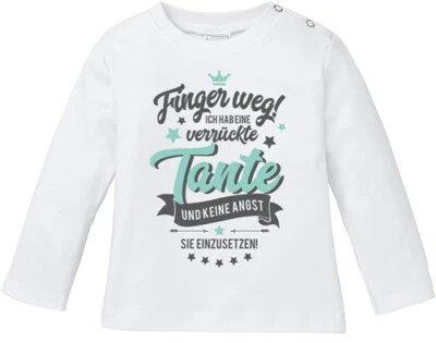 MOONWORKS Baby Langarmshirt Finger weg ich habe eine verrückte Tante Bio Baumwolle Jungen
