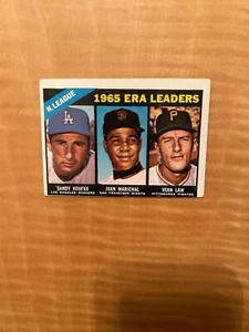 1966 TOPPS BASEBALL #221 N.L. ERA LEADERS! SANDY KOUFAX! MARICHAL! $1 SHIPPING! - Picture 1 of 2