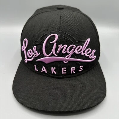 Los Angeles Lakers Hat Cap New Era Hardwood Classics NBA Black Pink Adult 7 1/4 - Image 1 of 4
