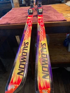 Salomon 9E35 Eouipe 9100 Snow Skis  USED.  WITH  BINDINGS - Picture 1 of 12