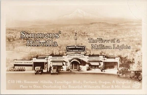 RPPC Portland OR Advertising Roadside Simmons Hillvilla Indian Curios Diner 1930 - Picture 1 of 2