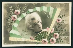 Französische 1905 gewagte MUSIKHALLE Stern ANNA HELD Hand getönt Fantasy Montage - Bild 1 von 1