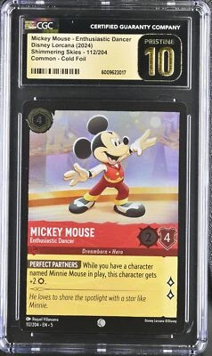 CGC 10 Gem Mint  Disney Lorcana Shimmering Skies Mickey Mouse FOIL Dancer - Image 1 of 2