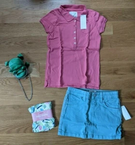 NWT Sz 7 Gymboree FLOWER GARDEN Bike Shorts SHOWERS Frog Purse Skirt Pink Top - Picture 1 of 6