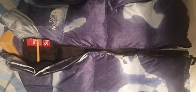 Supreme The North Face Bleached Denim Print NuptseNew worn onceOpen to... - Image 1 of 4