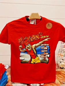 HULK HOGAN "HOGAN'S BEACH SHOP" Wrestling T-Shirt RED~~NEW~~YOUTH LARGE - Picture 1 of 3