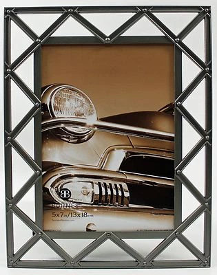 5x7 5 x 7 Pewter Silver Metal Photo Picture Frame Industrial Deco Style New - Image 1 of 4