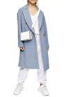 Topshop Womens 6 Denim Blue Brooke Double Breasted Long Trench Coat Jacket