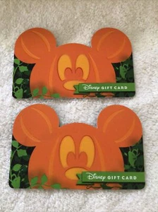 Disney Halloween Gift Cards Mickey Die Cut Pumpkin Lot Of 2 No Value - Picture 1 of 3