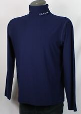 Vintage Polo Sport Spell Out Navy Blue Jersey Turtleneck Shirt L Made in USA