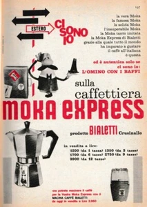 PUBBLICITA' 1961 BIALETTI  CRUSINALLO CAFFETTIERA MOKA EXPRESS OMINO CON I BAFFI - Picture 1 of 1