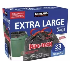 Kirkland Signature Extra Large Flex-Tech 33-Gallon Drawstring Trash Bag, 90 Ct - Picture 1 of 1
