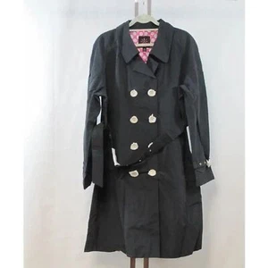 SALE!! NWT-Isaac Mizrahi Black with Pink Lining XL Weather Resistant Trench Coat - Picture 1 of 12