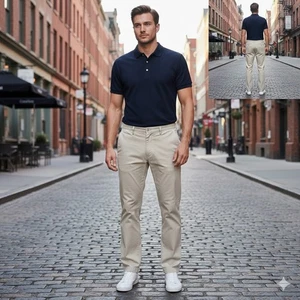 Calvin Klein Mens Straight Fit Khaki Chinos Pants 36W 30L Cotton NWT - Picture 1 of 8