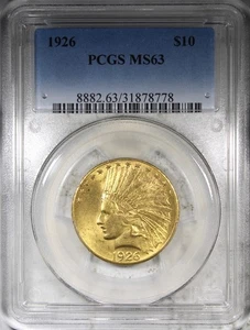 1926 $10 Gold Indian Eagle PCGS MS63 Uncirculated Coin - Picture 1 of 2