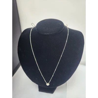 Kendra Scott Jaxon Necklace Silver Tone Iridescent White Mother-of-Pearl Pendant - Image 1 of 4