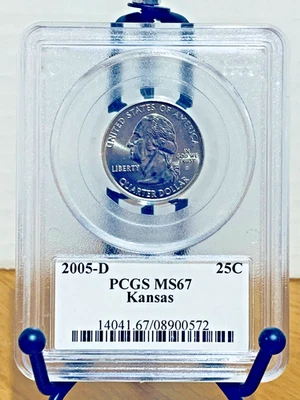 2005-D Washington Quarter Kansas PCGS MS67 Mint State 67 #08900572 - Image 1 of 2