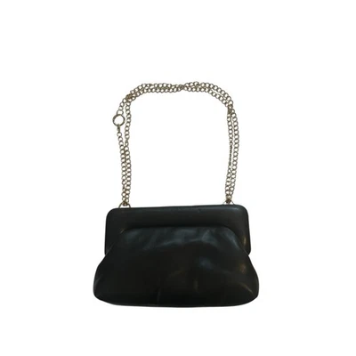 a new day Women's Clutch Crossbody Purse Black Pouf Faux Leather Gold Chain - Image 1 of 4