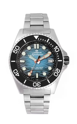 Orologio Lorenz Aquitania 1000m 030231DD Watch Automatico Azzurro Acciaio Gomma - Immagine 1 di 3