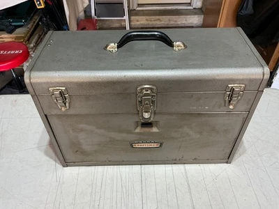 RARE Vtg Metal Craftsman Machinist Tool Box w/ 7 Lined Drawers Logo Tools & Keys - Image 1 of 4