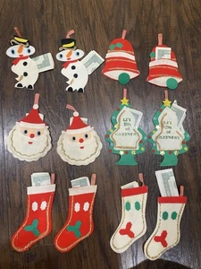 12 adornos navideños de fieltro de colección soporte para dinero Japón Santa muñeco de nieve campana medias - Imagen 1 de 19
