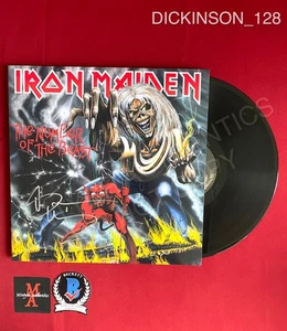Bruce Dickinson signed Iron Maiden The Number of the Beast vinyl Beckett COA - Picture 1 of 3