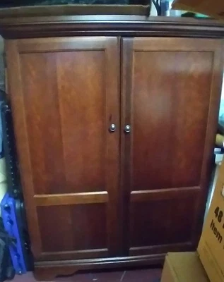 Cherrywood Cabinet Or Armoire Solid Wood Early 2000 Design - Raymour & Flanigan - Image 1 of 3