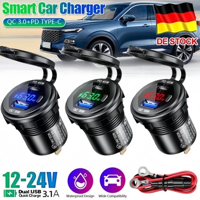 High Power USB C Steckdose 12V/24V 45W PD 18W USB Einbau Buchse KFZ Ladegeräte - Bild 1 von 4