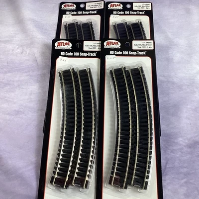 Lot Of 4 - ATLAS 831 HO 15" RADIUS CURVE CODE 100 TRAIN TRACK nickel silver - Image 1 of 4