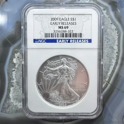 2009 US 1.0oz.999 Fine Silver American Silver Eagle NGC MS69 #3256288-322EX - Image 1 of 4