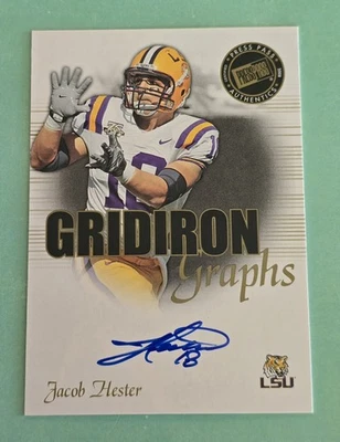 2008 Press Pass SE JACOB HESTER Gridiron Graphs Gold Rookie RC Auto LSU Tigers  - Image 1 of 2