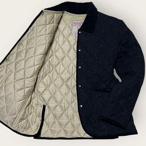 Harris Tweed Quilted Coat S Authentic Wool Jacket -Good Condition -From Japan - Picture 1 of 7