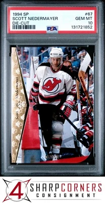 1994 SP DIE-CUT #67 SCOTT NIEDERMAYER DEVILS HOF POP 1 PSA 10 - Image 1 of 3