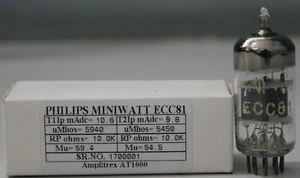 ECC81 Philips Miniwatt NOS O getter made in Holland Amplitrex tested 1 Pc - Picture 1 of 11