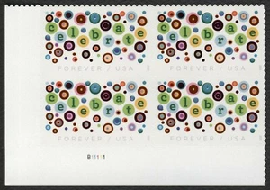 #5434 Celebrate, Plate Block [B11111 LL] Mint **ANY 5=FREE SHIPPING** - Picture 1 of 1
