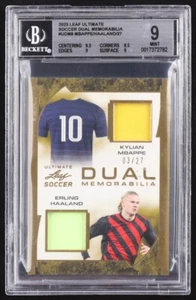 Erling Haaland / Kylian Mbappe 2023 Hoja Ultimate Fútbol Doble Memorabilia Oro D - Imagen 1 de 2