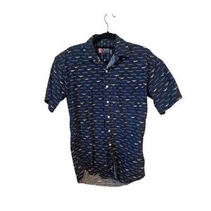 Chaps Ralph Lauren Vintage Men Shirt Size S button All Over Boat Print Blue - Picture 1 of 3