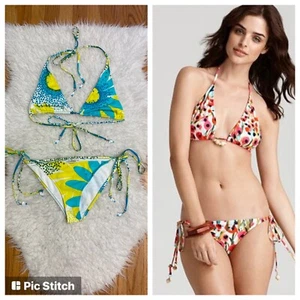 Milly Cabana M Tropical Floral Fiji Side Tie Triangel Bikini Badeanzug  - Bild 1 von 10