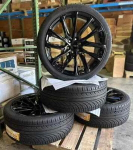 24” Wheels And Tires SSX GMC Chevy Gloss Black Wheels Rims Cadillac Escalade - Picture 1 of 10